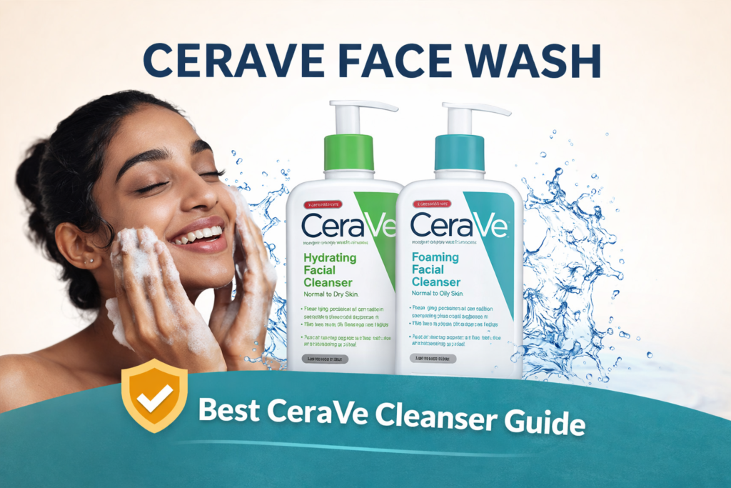 cerave face wash hydrating and foaming facial cleanser bottles